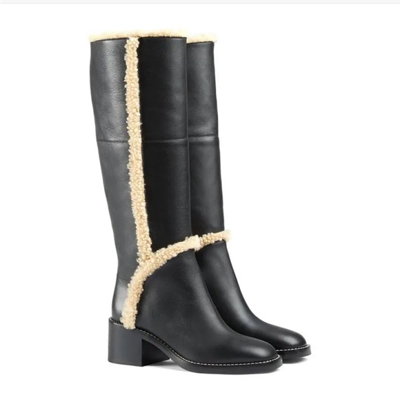 Gucci Shearling Trim Knee High Black Boots 39 ❤️💚 - Picture 6 of 16